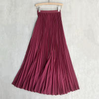 Falda Plisada Elegante Para Mujer Cintura Alta Larga Midi Color Negro Alta Calidad Saia Elegante Para Damas De Negocios Y Fiestas - details 11