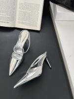 Bolsa de tacón fino de charol puntiagudo cabeza media zapatillas mujer desgaste nueva plata tacón alto medio Toller zapatos individuales - details 20