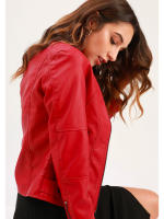 Chaqueta de cuero de imitación para mujer, chaqueta de motocicleta, delgada, corta, pu, primavera y otoño - details 3
