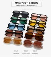 Gafas de sol vintage de doble puente amarillas para mujer, montura cuadrada de gran tamaño, gafas de sol de lujo, gafas de piloto para mujer - details 3