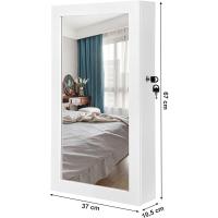 Armario Joyero de Pared, Armario de Joyas con Espejo, Organizador de Joyas para Ahorrar Espacio, Superficie Blanca y Forro Negro JBC51W - details 4