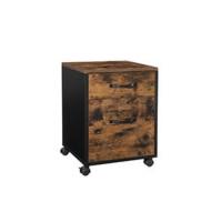 Archivador Móvil con 2 Cajones, Archivador de Oficina con Ruedas, Compartimento Abierto, Marco de Acero, Estilo Industrial, Marrón Rústico y Negro Tinta OFC71X - details 14