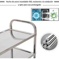 Carrito de Cocina de Acero Inoxidable 2 Banjas y 2 Brazos para Comedor Salón 70,5x40,5x81 cm - details 13