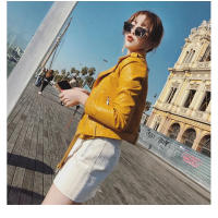 Chaqueta de piel sintética para mujeres, chaqueta bomber de motocicleta, chaquetas cortas de manga larga, chaquetas casuales pun - details 6