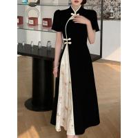 Vestido elegante de talla grande para mujer, nuevo estilo, Cheongsam mejorado, pintura de tinta Oriental, verano - details 45