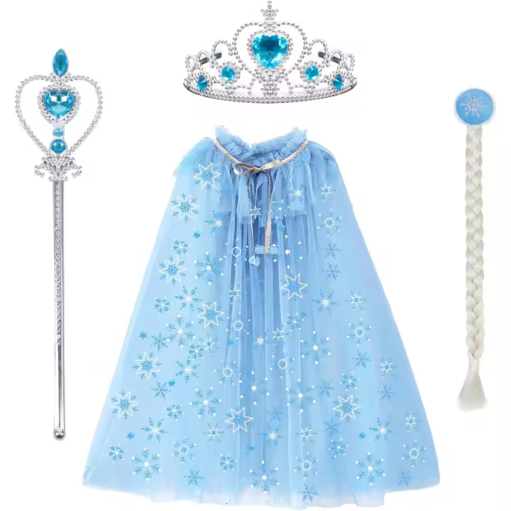 Disfraz de Princesa para Niñas Capa de Copo de Nieve Brillante Perfecto para Carnaval de Cumpleaños, Disfraz de Mascarilla de Navidad - 1