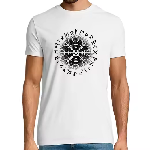 símbolo escandinavo de estilo dotwork Camisetas hombre clásica premium de vikingos - 1