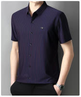 25 Nuevo verano Anti arrugas Casual Polo Business Camisa de manga corta a rayas verticales para hombres - details 18