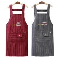 Delantal de cocina de algodón unisex impermeable, resistente al aceite, bolsillo grande para hogares - details 0
