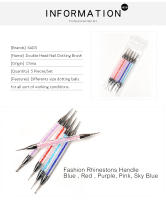 Pinceles KADS para puntos de uñas set de 5 piezas con cabeza doble y mango de pedrería herramienta adecuada para crear bolas de puntos - details 2
