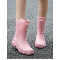 Botas de lluvia de media pantorrilla para mujer, zapatos de goma, Botas de lluvia acolchadas de algodón, zapatos antideslizantes impermeables para mantener el calor, invierno, nuevo - details 0