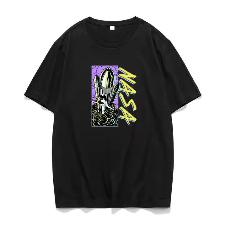 Camiseta de manga corta para hombre con diseño de lanzamiento de cohetes en un estilo desenfadado para el verano de 2025. - 1