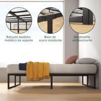 Lorelai Cama 150x200 cm - Altura 36 cm con almacenaje debajo de la cama - Estructura de cama de plataforma de metal - Negro - details 6