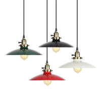 Lámpara colgante de mediados de siglo con interruptor de perilla, Bombilla Edison Industrial, sombra de Metal, negro, blanco, rojo, verde - details 0