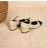 Zapatos de tacón grueso con boca baja y punta cuadrada Xiaoxiangfeng - details 25