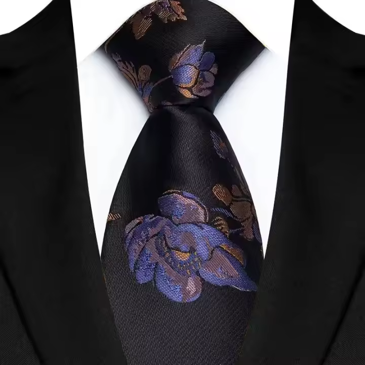 Corbata De Lujo Para Hombre 8CM Punto Rayas Color Sólido Negro Para Bodas Y Fiestas Negra Poliéster Moda Adulto - 1