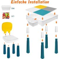 niños, Mesa de Manualidades con 2 sillas y 163 Bloques de construcción, Multifuncional para habitación Infantil - details 3