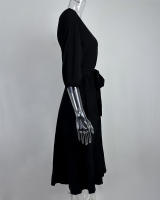 2025 primavera ropa de mujer europea y americana correa cintura temperamento vestido de hombro inclinado - details 8