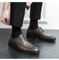 Vestido de negocios para hombres, zapatos de cuero versátiles de moda con cordones casuales bajos negros - details 10