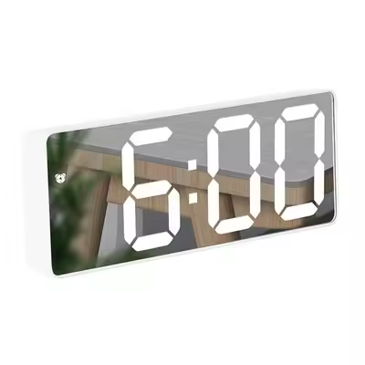 Reloj de mesa con espejo LED, despertador Digital, hora de visualización de repetición, relojes electrónicos de escritorio - 1