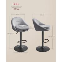 Taburete de bar, juego de 2, taburete de barra, regulable en altura, giratorio 360 ° Silla de cocina con respaldo, base, reposapiés, acero, para mostrador, comedor, blanco - details 19