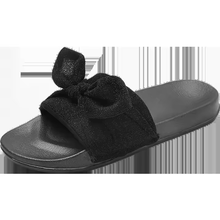 Zapatillas con lazo, celebridad de internet, hogar, antideslizantes, suaves, de satén, se pueden usar fuera de casa, arrastre para mujeres - 1