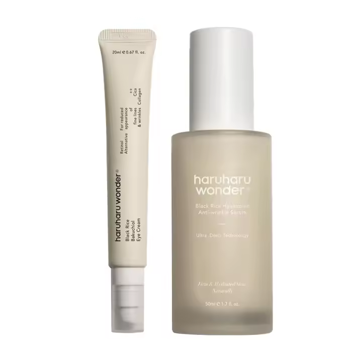 Paquete de crema para ojos Haruharu Wonder Bakuchiol y suero antiarrugas hialurónico de arroz negro - 1