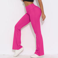 Mallas de Yoga a prueba de sentadillas para mujer, pantalones de Yoga de cintura alta, levantamiento de glúteos, pantalones de tiburón Micro acampanados, pantalones de Yoga ajustados de cintura alta - details 24