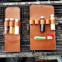 Juego de botellas para exteriores, bolsa de condimentos de cuero plegable portátil, impermeable, gran capacidad, - details 7