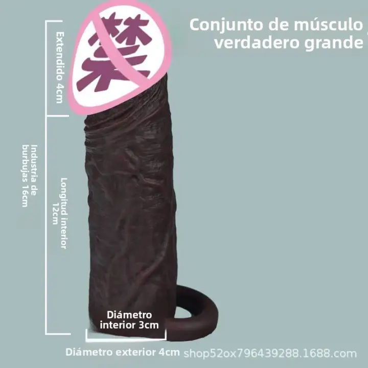 Cabeza de hongo grande pene masculino alargado y audaz pene simulado cubierta de diente de lobo herramienta sexual engrosada de silicona suave - 1