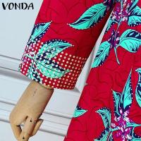 Vestido de talla grande 5XL con estampado bohemio para mujer VONDA 2024, vestido veraniego Vintage de manga larga, vestido informal holgado con cuello redondo hasta el tobillo - details 8
