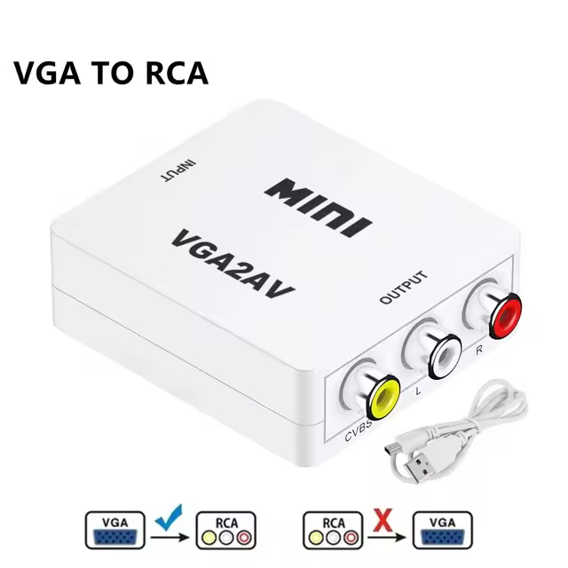 Convertidor de 1080P con Adaptador de Audio Mini VGA a AV RCA para TV Box, PC, Monitor, 3,5mm - 1
