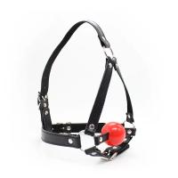 Accesorios exóticos: juguete de mordaza para coqueteo sexual para parejas, arnés de cuero SM erótico para adultos con tapón bucal de bola suave para regatear - details 5