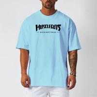 Oversized Loose Print Dropped Shoulder Clothing Men Casual Short Sleeve Workout Tops Summer Mesh Quick Dry Gym Fitness T-shirt - details 5