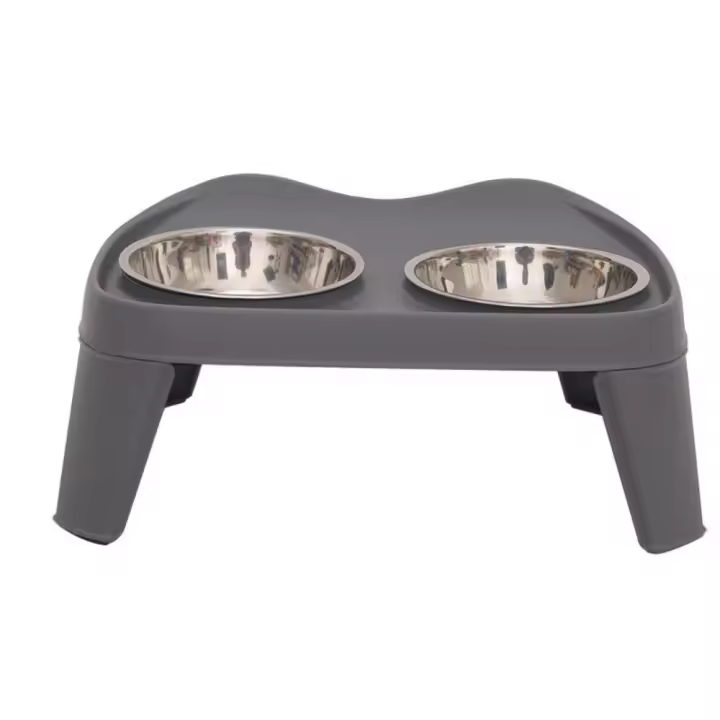 Cuenco de acero inoxidable para perros, cuenco doble desmontable, cuenco de alimentación para comida de perros, cuenco plegable de gran capacidad para base alta para gatos - 1