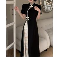 Vestido elegante de talla grande para mujer, nuevo estilo, Cheongsam mejorado, pintura de tinta Oriental, verano - details 44