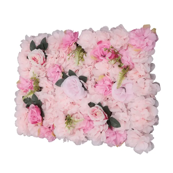 Paneles de pared de flores artificiales, color rosa claro, dalia, rosa, berro, panel de flores artificiales, 12 unidades - 1