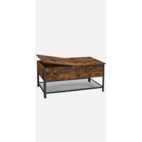 Centro, Mesa de Café con Tablero Elevable, para Dormitorio, con Espacio Abierto y Oculto, Barras en Forma de X, 60 x 100 x (48-62) cm, Marrón Rústico y Negro LCT205B01 - details 8