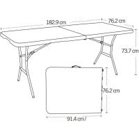 Mesa rectangular plegable blanco efecto granito 185x76x74 cm - details 6