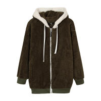 Chaqueta de lana cálida y holgada para mujer, talla grande, nueva, con capucha - details 15