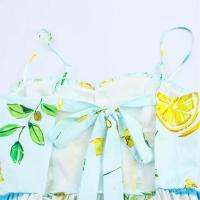 Vestido de tirantes 2025 con lazo decorativo y espalda descubierta con estampado de limones, falda larga holgada, novedad de verano, para mujer - details 9