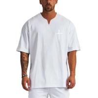 Camisetas holgadas media de algodón de manga para hombre, Tops deportivos para correr al aire libre, gimnasio, entrenamiento, culturismo, Verano - details 7