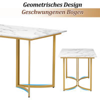 Mesa de comedor moderna blanca con aspecto de mármol y patas de mesa curvas, patas ajustables para comedor y cocina - details 4
