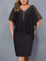 2024 nuevo elegante vestido de fiesta de verano Rhie decoración uso diario ceñido al cuerpo de talla grande de gasa vestido de banquete para mujer - details 3