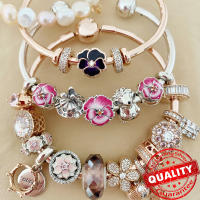 Encanto de Flor de Pansy Rosa de Plata Esterlina Pulsera Original de Plata 925 con Encanto de Mariposa Azul Joyería Fina Regalo - details 2