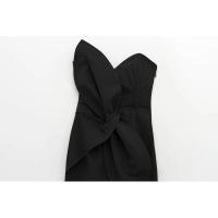 BUNO-Sexy Club Chic vestido de mujer sólido sin tirantes sin mangas arco cremallera Vestidos largos moda 2025 primavera vestido envolvente en el pecho. - details 7