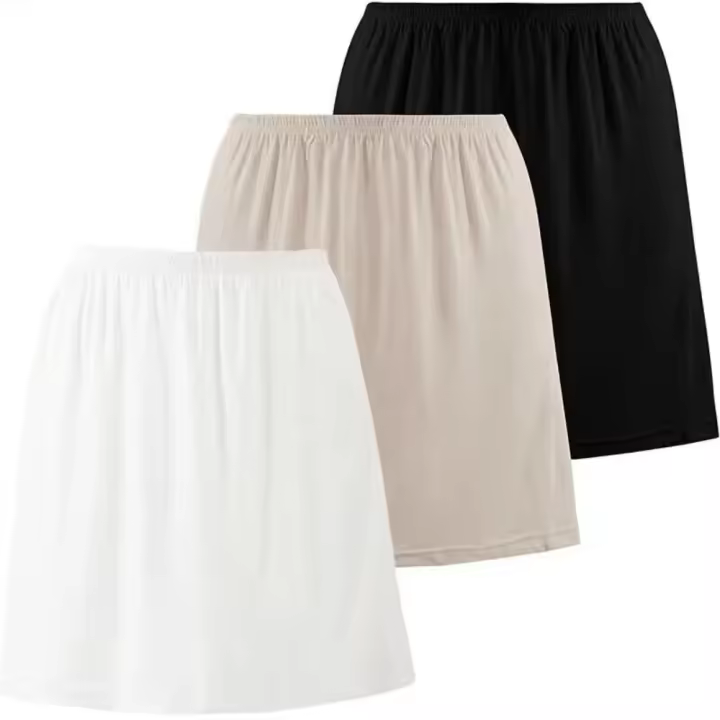 Falda interior de satén para mujer, ropa fina de seda de hielo, cintura alta, elástica, antipenetracita, enagua de forro - 1