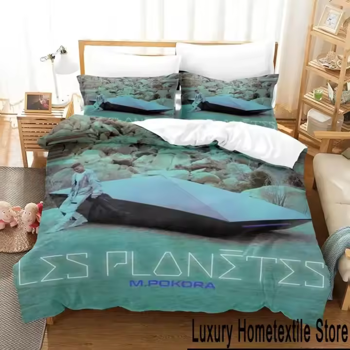 Juego de Ropa de Cama Singer M. Pokora Funda de Edredón, Funda de Almohada, Funda de Cama para Hombres y Mujeres Tamaño Rey y Reina - 1