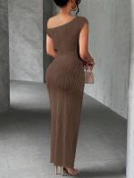 Elegante Vestido de Fiesta para Mujer Manga Corta, Escote Asimétrico, Ajuste Ajustado, Tejido Elástico Perfecto para Eventos Nocturnos o Cócteles - details 8