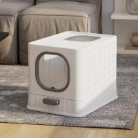 Caja de Arena Plegable Grande con Tapa, cajón y Pala para Gatos, Diseño de Diamante, Fácil de usar - details 2